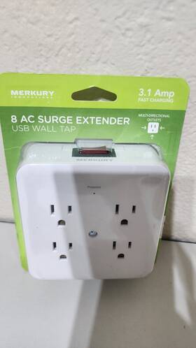 Mi-wc033-199w Merkury Innovations 8 Outlet Usb Surge Protector Multi-directional White