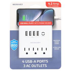 Mi-wc302-199w Merkury Innovations Surge Protector 3.1a And 2.4a Usb Wall Charger 6 3 Outlet
