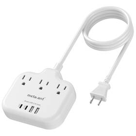 Meta-ant 768459665897 2 Prong Power Strip With Usb C To 3 Outlet Adapter Powe