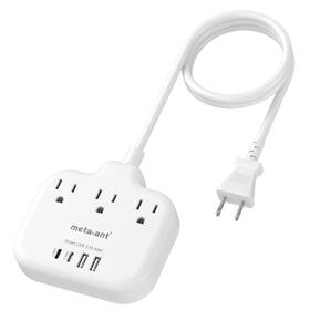 Meta-ant 768561765904 2 Prong Power Strip With Usb C To 3 Outlet Adapter Two