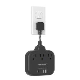 Meta-ant 768825601757 Short Extension Cord 2 Inch Power Strip With 3 Outlets 4
