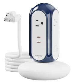 Miaolab Xpc003-us Power Strip Tower With 2 Usb-c Ports 30w Fast Charing 1420j Surge Protecto
