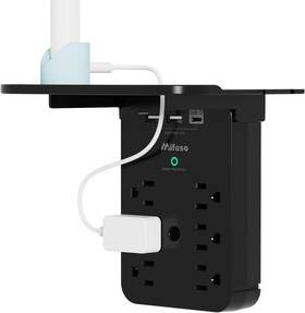 Mifaso 445003941968 Wall Outlet Extender - Surge Protector 6 Ac Outlets Multi Plug With Shelf