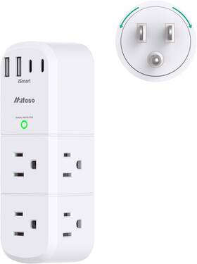 Mifaso 445024093059 Surge Protector Outlet Extender With Rotating Plug 6 Ac Multi Wall