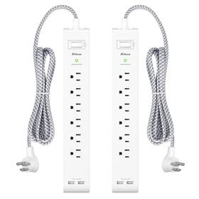 Mifaso 615150723503 2 Pack Power Strip Surge Protector - 6 Outlets Usb Ports 5ft Long Extension