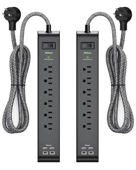 Mifaso 721553570078 2 Pack Surge Protector Power Strip With 6 Outlets Usb Ports 5foot Long Heavydu