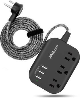 Mifaso 744110845679 Cruise Ship Essentials - Power Strip With Usb Mountable Flat Plug W
