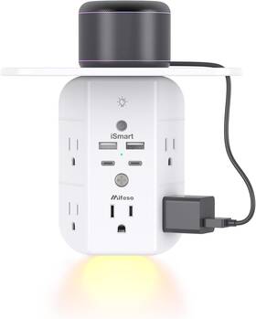 Mfs54c2t Mifaso Wall Outlet Extender With Shelf And Night Light Surge Protector 2c2a White