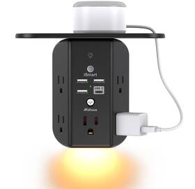 Mfs54ctb Mifaso Wall Outlet Extender With Shelf And Night Light Surge Protector Usb Charger