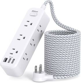 Mfs9w3ucm Mifaso Extension Cord 15 Ft Surge Protector Power Strip Long White