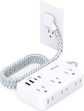 Mrf-005 Mifaso Power Strip Extension Cord - 6 Outlets And 4 Usb 2 C 5ft 5 Ft White