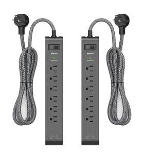Thu6046bm Mifaso 15ft Power Strip Surge Protector - 2 Pack Extension Cord With 6 Outlets Usb