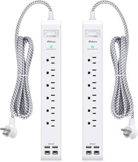 Thu6046w Mifaso Wall Mount Power Strip 2 Pack 6 Outlet 4 Usb C