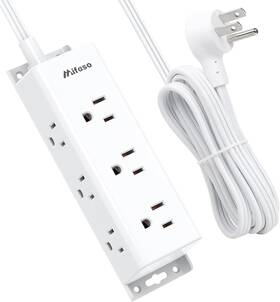 Wire-mrf-023 Mifaso Surge Protector Power Strip - 9 Widely Spaced Multi Outlets Wall 5 Ft White