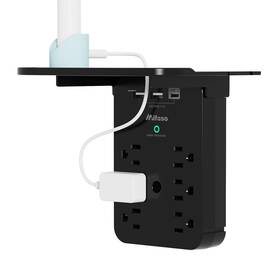 Xfl17 Mifaso Wall Outlet Extender - Surge Protector 6 Ac Outlets Multi Plug With Shelf