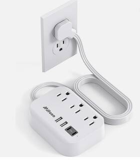 Mifasopower 744759488619 8 Outlets Power Strip - Flat Extension Cord With 4 Usb Ports 5ft Ultra Cor