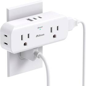 Mfs36c Mifasopower Outlet Extender 4 Extension With 1 Usb-a 2 Usb-c Wall Charger Multi Plug