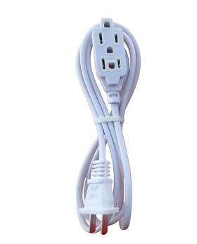 Mlucky 791986793511 Power Strip 2 Prong Flat Pin Plug In Use For Bulb Tv Hair 3 Ft White