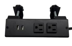 Tv2802-f-c-bk-a Mod Or National Lighting Furniture Power Outlet Clamp-on Dual Ac And 2 Usb 2.1a Charger Ports 10 Ft Cord