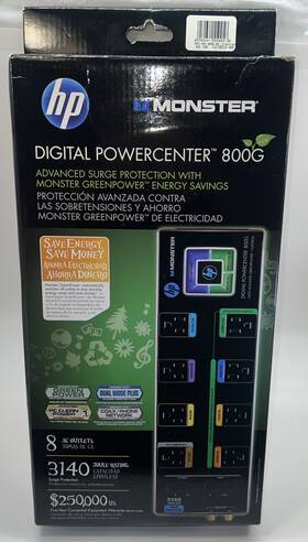 Monster 050644550058 Hp Digital Powercenter 800g Surge Protector Nib 3140 Joules Greenpower