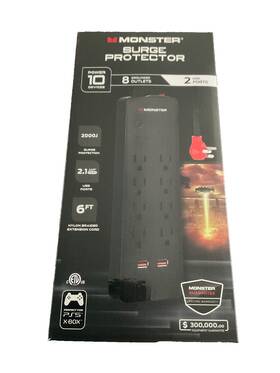 2mnac0949b0l2 Monster Universal 8 Grounded Outlet 2 Usb Ports Surge Protector 2000 J Free Ship