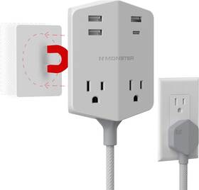 2mnac1011w0l2 Monster Power Shield Magnetic Wall Outlet Extender - White