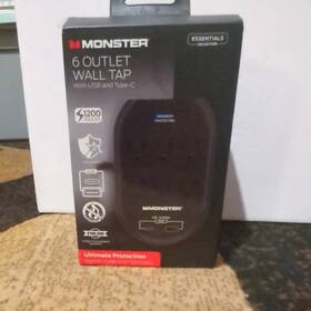 Monster 805106890605 Wall Tap Plug 6-outlet Extender Outlet Surge Usb And Type C Brand New
