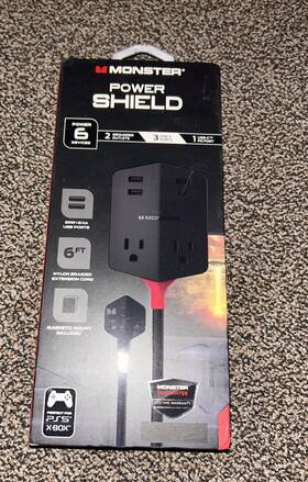 Monster 812350217171 New Power Shield Surge Protector Outlet Extender Multiple Plug