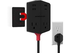 Monster 812350237803 Power Shield Magnetic Wall Outlet Extender Black 6 Feet