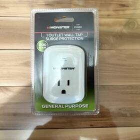 Monster 850005047209 1 Outlet Wall Tap Surge Protection 1200 Joules