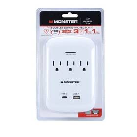 Monster 850005047254 Just Power It Up 1200 J Ft. L 3 Outlets Surge Protector Wal -pack Of 1