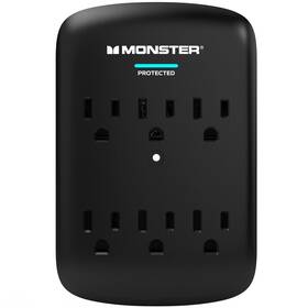 Monster 850005047414 Wall Tap Plug 6-outlet Extender With Outlet Surge Protector For Home Travel