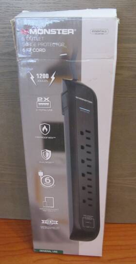 Monster 850005047438 6 Outlet Power Strip Surge Protector With Usb Ports - Heavy Duty New