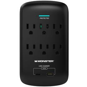 Monster 850005047445 Wall Tap Plug 6-outlet Extender With Outlet Surge Protector For Home Travel