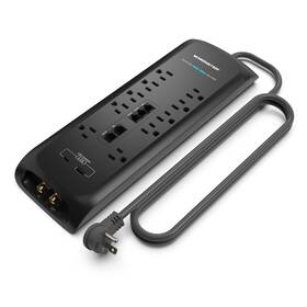 Monster 850005047582 Black Heavy Duty Surge Protector Power Strip 6 Ft Cord With 10 120v-outlet Ex
