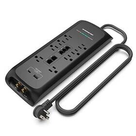Monster 850005047599 Black Heavy Duty Surge Protector Power Strip 6 Ft Cord With 8 120v-outlet Ext