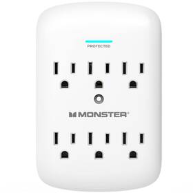 Monster 850017011120 Wall Tap Plug 6-outlet Extender With Outlet Surge Protector For Home Travel
