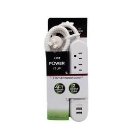 Monster 850017011946 4 Ft. L 3 Outlets Power Strip With Usb Ports White