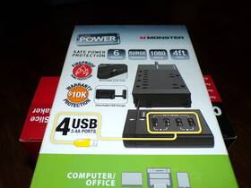 1080 Monster 850353007450 6 Outlets Surge Protected Joules 4ft Cord Brand New In Box Office