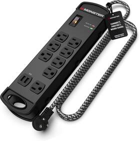 Monster Power 445013980988 Surge Protector Strip Pro Mi With 1960 Joules Rating 8-outlet 2 U