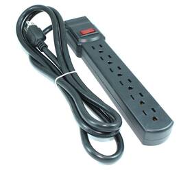 Be-215002bk My Cable Mart 6ft 6 Outlet Power Bar 14awg/15a With 90j Surge Protector Black