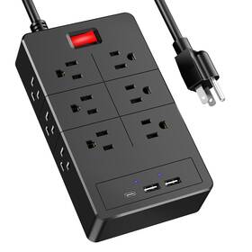 N C 768490018485 Power Strip With Usb - 12 Widely Outlets 2 Charging Ports 1