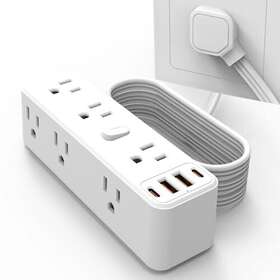 Nanolake 646051313609 Flat Plug Power Strip Surge Protectorultra Thin Wall Extension Cord 6ft