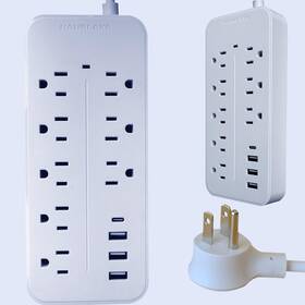 Nanolake 646051313678 Surge Protector Power Strip With Usb Ports Flat Plug Outlet Extender Ex