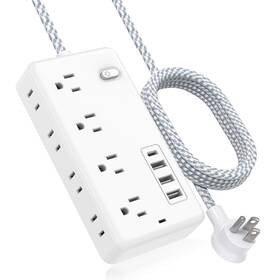 Nanxson 729921441777 Extension Cord 5ft Surge Protector Power Strip With 8 Widely Outlets 4 Usb Po