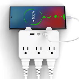 Nanxson 742735246291 Usb Outlet Extender Surge Protector - With Top Phone Holder 6 Extende