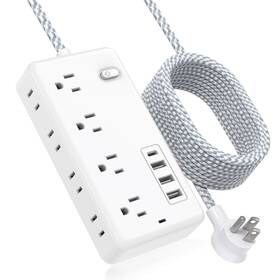 Nanxson 742735246994 Extension Cord 10ft Surge Protector Power Strip With 8 Widely Outlets 4 Usb P