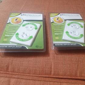 360ectrical New 360electrical 856469001108 Lot Of 2 Rotating Duplex Outlets 36010-w White Sealed Pack
