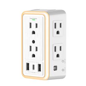 Nexbrilant Rdcz011 Wall Outlet Extender With Night Light Multi Plug 6 Extend