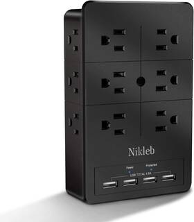 Nikleb 445002564588 Multiple Plug Outlet Extender Surge Protector 12 Outlets